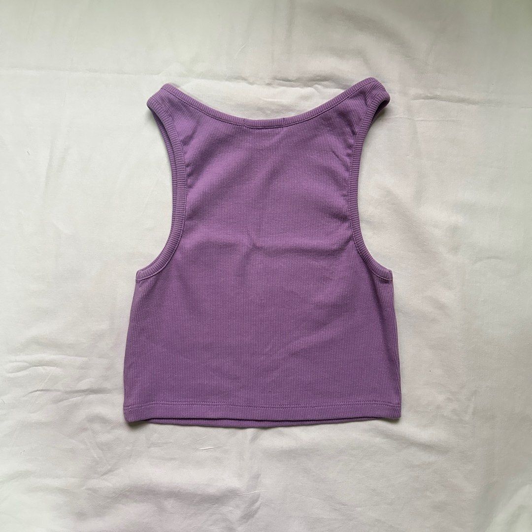 Purple Violet Ribbed Cropped Sleeveless Top (Category: Sleeveless) located in Quezon City. Submitted by danalou (Listing ID 1414845730, Image 2). Description: - size small - barely used.