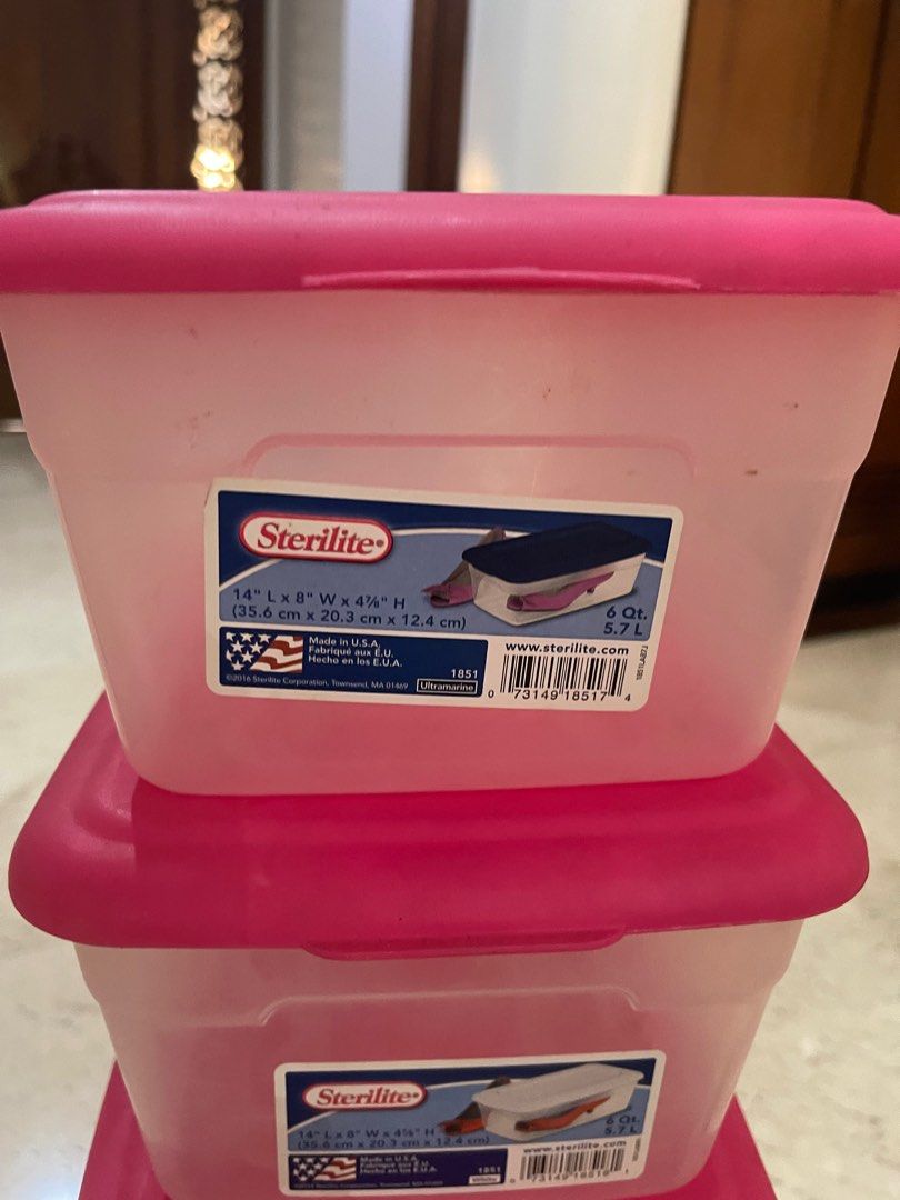 Sterilite 6 Qt Storage Container (Category: Storage Boxes & Baskets) located in Quezon City. Submitted by rollingstone03 (Listing ID 1414846908, Image 1). Description: 6 pcs. Individual Plastic shoe box.