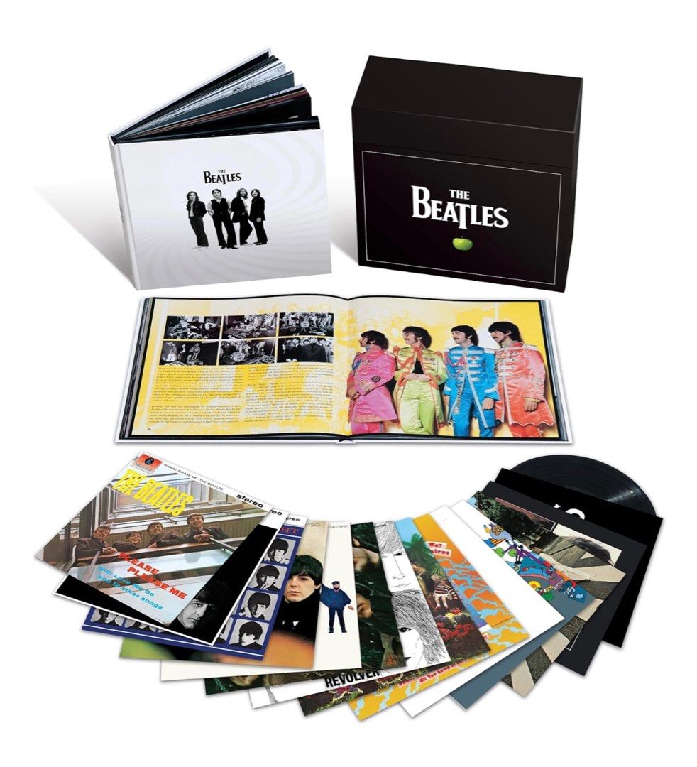 THE BEATLES Complete Studio Albums Boxset (Category: Vinyls) located in Mandaluyong City. Submitted by bitchesbrew (Listing ID 1414932240, Image 2). Description: All of the albums return to their original glory and details right down to the album poster in the WHITE ALBUM and the SGT PEPPER cut-outs. Available for the first time on 180 gram Vinyl, this Limited Edition box set includes striking 252 page hard bound coffee table book featuring an in