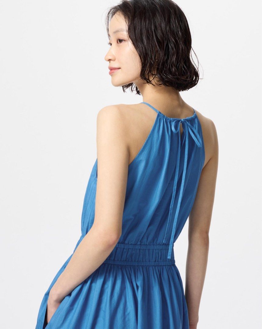 Uniqlo Blue Halter Neck Dress, Women's Fashion, Dresses & Sets, Dresses on Carousell