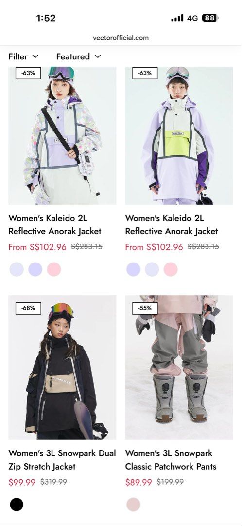 Vector voucher code $90 (Category: Coats, Jackets and Outerwear) located in Singapore. Submitted by samuel3456 (Listing ID 1414880981, Image 2). Description: 69.99 USD (90 SGD) giftcard for use in Vector Online store Selling for SGD $70 Valid for all purchases on the online store https://www.vectorofficial.com/ Snowboard Ski Winter Gear Jacket Bib Pants Gloves Goggles Balaclava Mask .