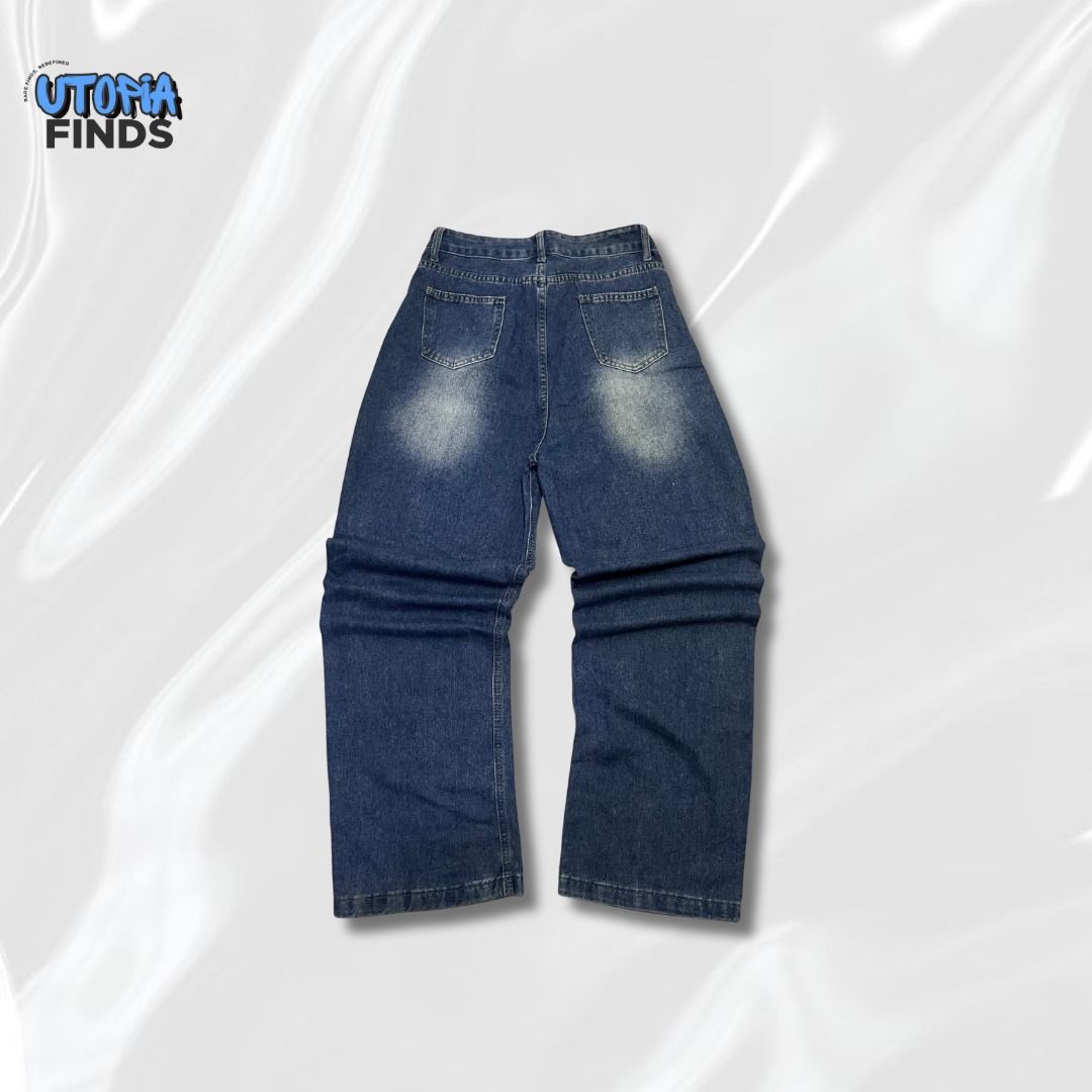 y2k Blue Denim Baggy Pants (Category: Jeans) located in Dasmarinas. Submitted by utopiafinds.ph (Listing ID 1415033242, Image 2). Description: W: 30 L: 44 H: 9 Size on tag: L No Issue Color: Blue Wash: Acid Wash Material: Cotton blend - Double-pleated Loc: Dasmariñas Cavite .