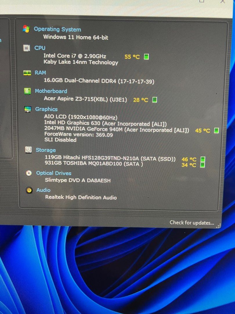 7th gen intel  i7 Acer 24 inch AIO Desktop65606338081793111