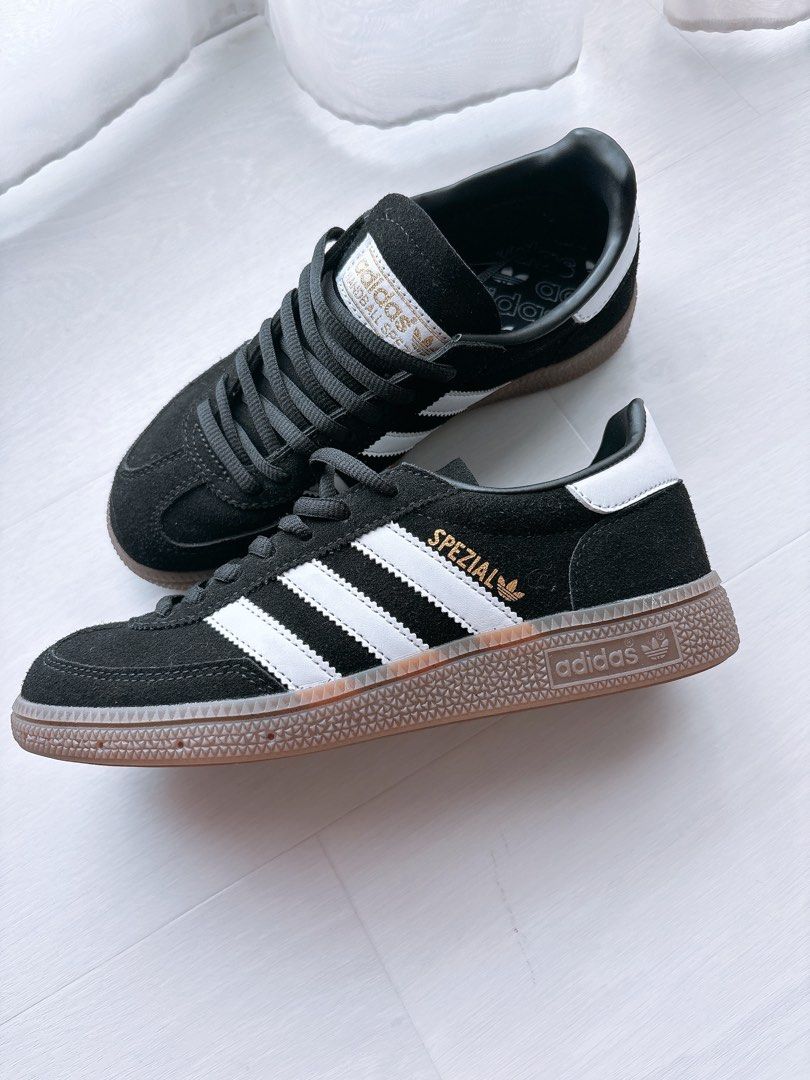 Adidas Handball Spezial - Black Suede, Women's Fashion, Footwear ...