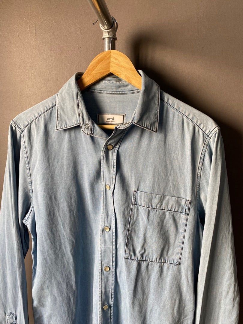 AMI - Acid Wash Button Up shirt (Category: Activewear) located in Cabuyao City. Submitted by _streetflavor (Listing ID 1415200754, Image 2). Description: AMI - Acid Wash Button Up shirt Excellent Size: Small fits medium Length: 28 Width: 20 -799 pesos Dm.