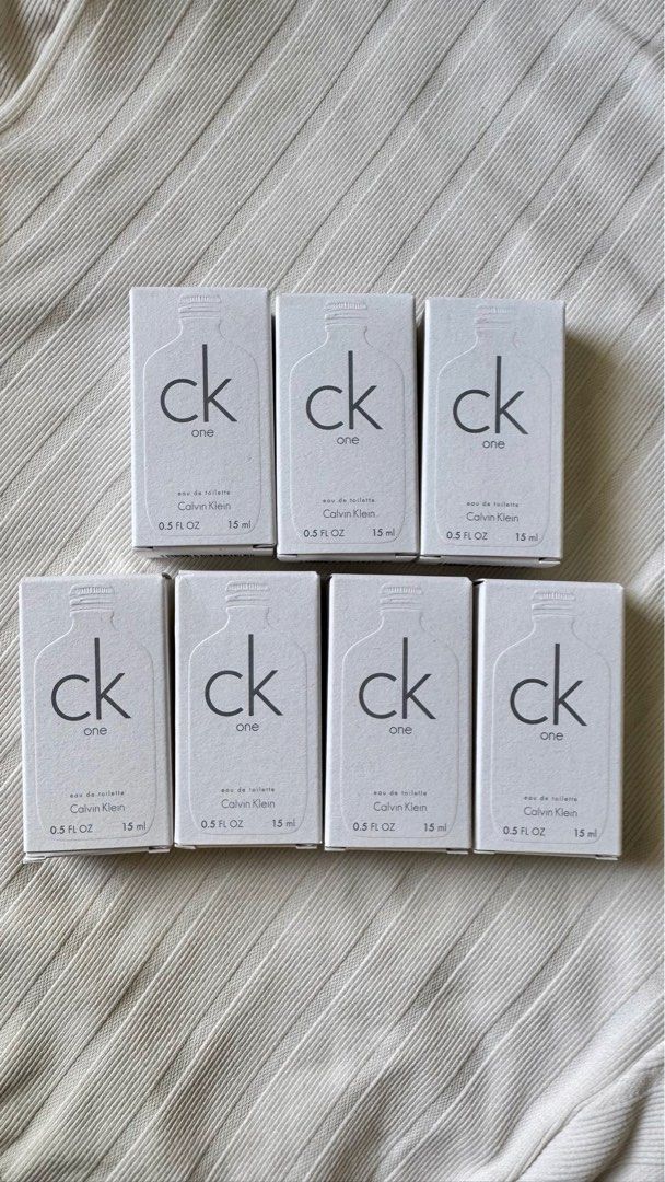 Calvin Klein CK One Eau de Toilette 15ml (Category: Fragrance & Deodorants) located in Bacolod City. Submitted by henna_preloved (Listing ID 1415041840, Image 1). Description: - Brand new and sealed Calvin Klein CK One Eau de Toilette. - Each box contains 15ml of fragrance. - Features the iconic CK One logo. - Includes the Calvin Klein branding..
