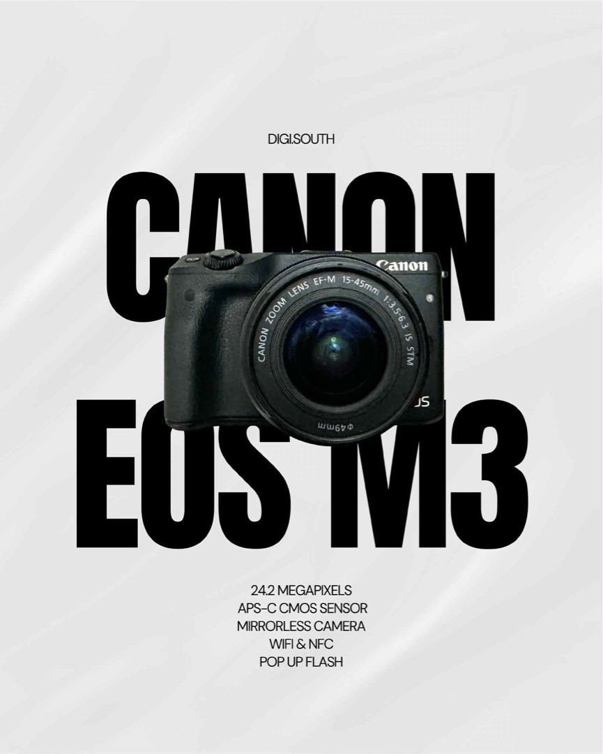 Canon EOS M3 Camera (Category: Cameras) located in Bacoor. Submitted by aj_sells (Listing ID 1415181535, Image 1). Description: Canon EOS M3 Complete inclusions, ready to use! * Mirrorless digital camera * 24.2 MP APS-C CMOS sensor * DIGIC 6 processor * Hybrid CMOS AF III * Tilting 3.0” flip touchscreen LCD * Pop up flash * Full HD 1080p video - Up to 30 fps * Wi-Fi & NFC Inclusions: - Canon unit - Battery - Charger - Strap IG: digi.south All sal