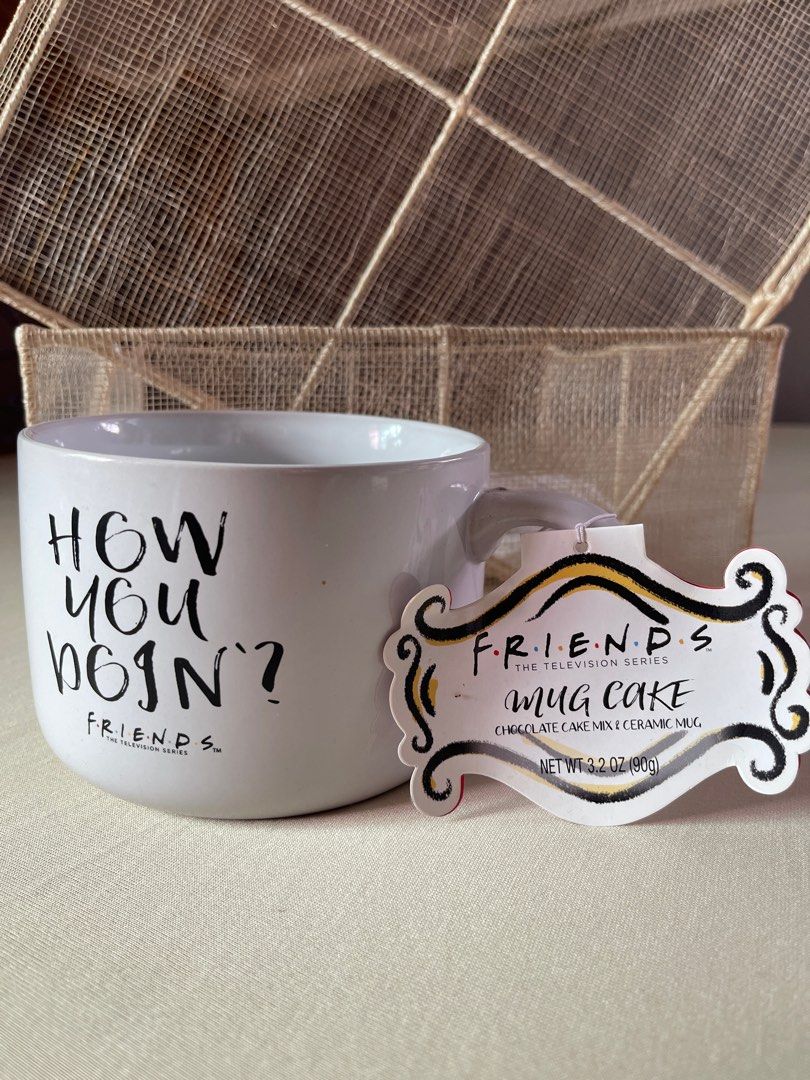 FRIENDS The Television Series Ceramic Mug (Category: Coffee & Tea Tableware) located in Quezon City. Submitted by pat88an (Listing ID 1415086972, Image 2). Description: Friends mug cake set for sale 🚪💜 The mug features the phrase "How You Doin’?." The set is perfect for Friends fans who enjoy a cup of coffee or cup of soup. .