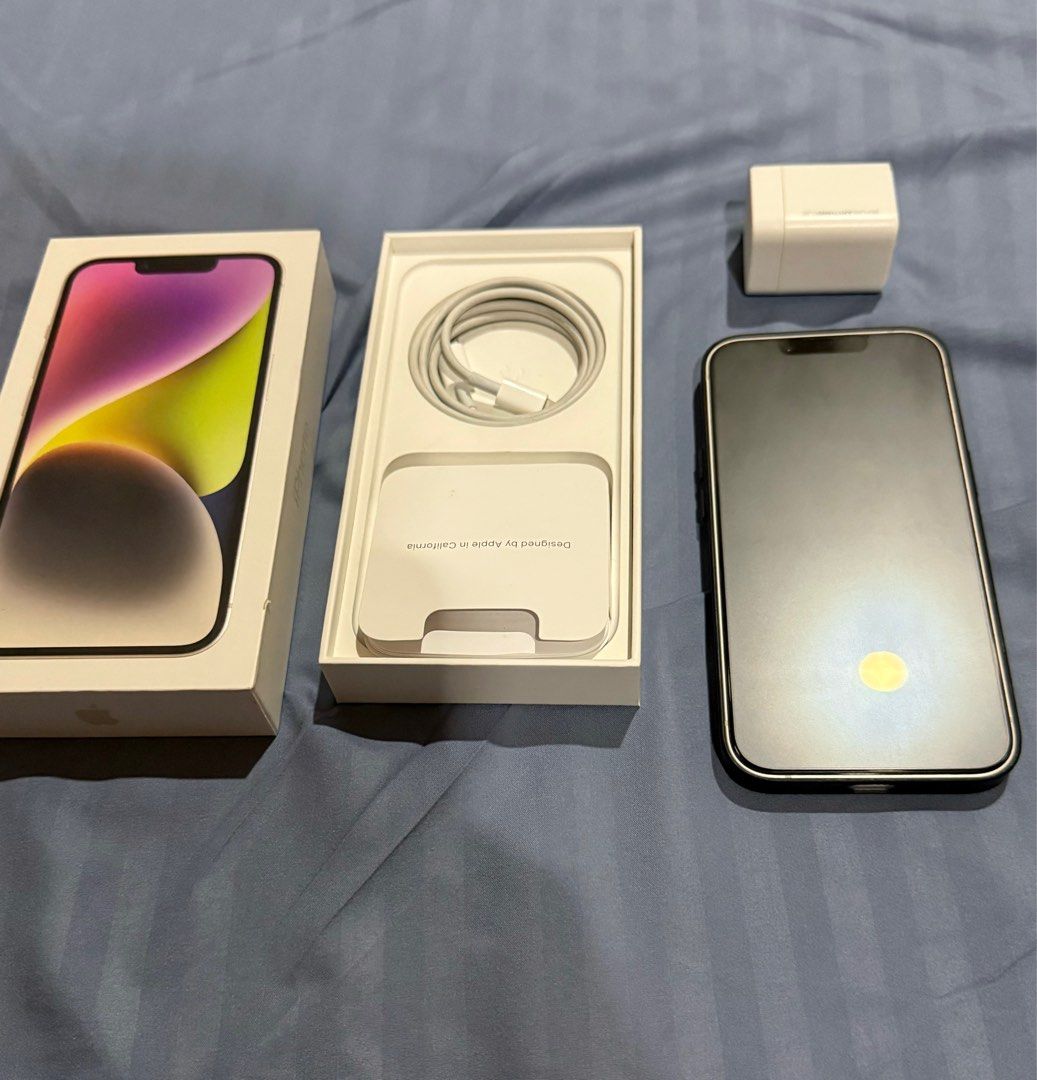 Iphone 14 128Gb Openline (Category: iPhone 14 Series) located in Dumaguete. Submitted by loretocerialeshr (Listing ID 1415234176, Image 3). Description: 🍎iPhone 14 128Gb Openline ✅Local unit ✅85% Battery Health ✅With free cases and tempered glass ✅True Tone ✅ Face ID ✅Complete with box Walay tatsa, hamis pa kayo 📍Dumaguete City, Negros Oriental Contact 0965.907.92.15.