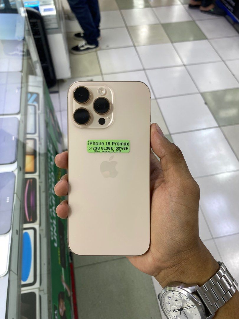 iPhone 16 Pro Max 512GB GLOBE LOCK NTC Good as new Slightly Use (Category: iPhone 16 Series) located in Manila. Submitted by benshop. (Listing ID 1415121676, Image 1). Description: FOR SALE | TRADE/SWAP BenShop Price :55,000 php ▫️On hand: iPhone 16 Pro Max ▫️512GB ▫️Openline/Factory unlocked ▫️Dessert ▫️100% Batt health ▫️Ntc Local Variant INCLUSIONS & FREEBIES: *CHARGER SET *CLEAR CASE *TEMPERED GLASS MODE OF TRANSACTION: ▫️ STORE PICK UP (Pref
