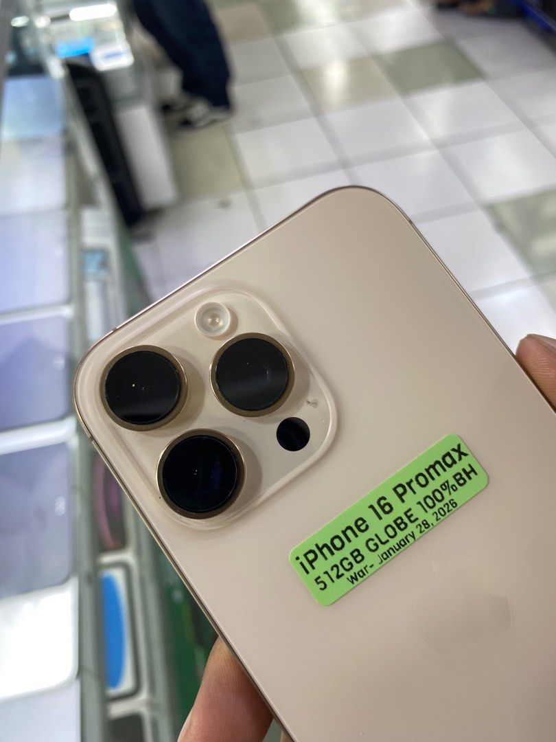 iPhone 16 Pro Max 512GB GLOBE LOCK NTC Good as new Slightly Use (Category: iPhone 16 Series) located in Manila. Submitted by benshop. (Listing ID 1415121676, Image 2). Description: FOR SALE | TRADE/SWAP BenShop Price :55,000 php ▫️On hand: iPhone 16 Pro Max ▫️512GB ▫️Openline/Factory unlocked ▫️Dessert ▫️100% Batt health ▫️Ntc Local Variant INCLUSIONS & FREEBIES: *CHARGER SET *CLEAR CASE *TEMPERED GLASS MODE OF TRANSACTION: ▫️ STORE PICK UP (Pref