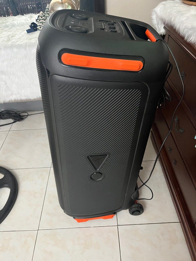 JBL Partybox 710 Bluetooth Speaker (Category: Soundbars, Speakers & Amplifiers) located in Abucay. Submitted by blanksaamb (Listing ID 1415108327, Image 3). Description: JBL Partybox 710 Bluetooth speaker. Features bass, treble, and echo controls. Includes a handle and wheels for easy transport. No dents or damages. Bought last December 2023 in Robinsons Magnolia Negotiable for sure buyers.