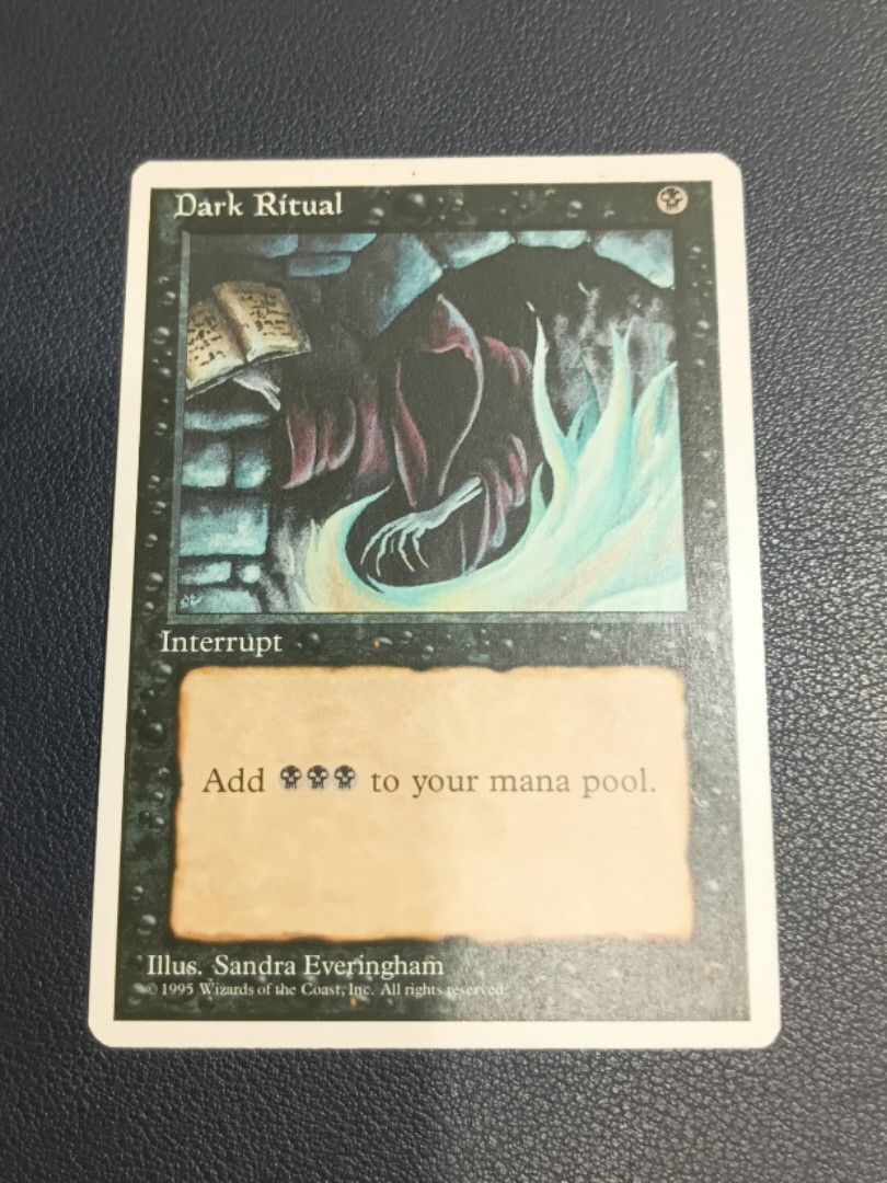 1995 Magic: The Gathering Dark Ritual Card MTG (Category: Raw Singles) located in Manila. Submitted by _mugen24 (Listing ID 1415181579, Image 1). Description: - 1995 4th Edition Card MTG - Card Name: Dark Ritual - Actual pic posted - 4 pcs available 349 each Can be delivered by Lalamove, Grab or J&T Shipping fee shouldered by buyer MOP: GCash, Gotym, BDO, Maya, Maribank .