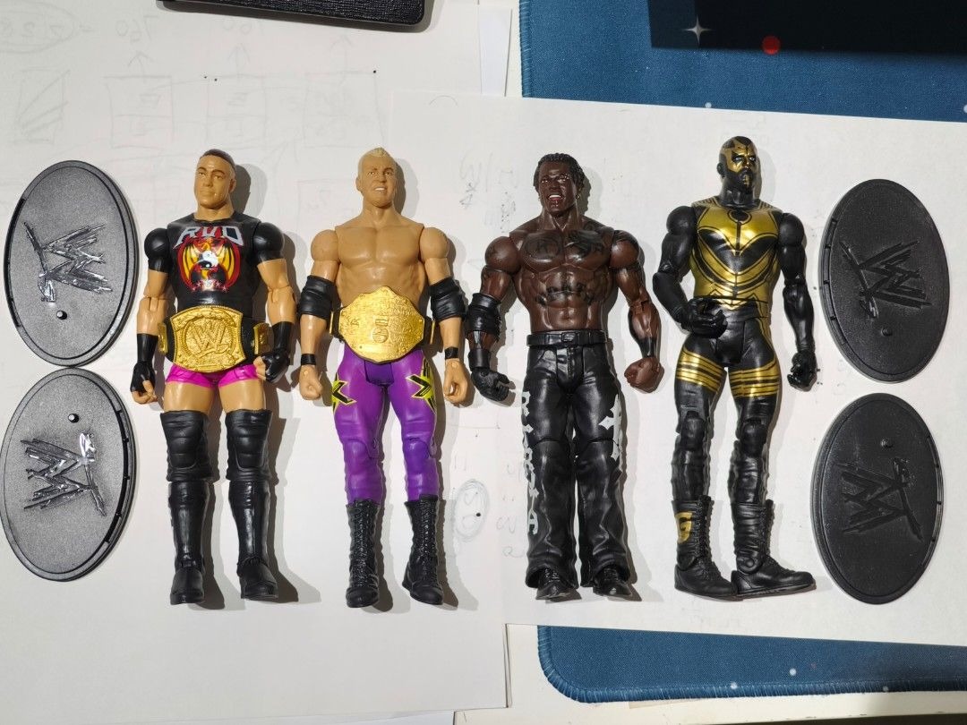 Mattel WWE basic Rtruth Rob van dam RVD Christain Goldust 2 belts 4 ...
