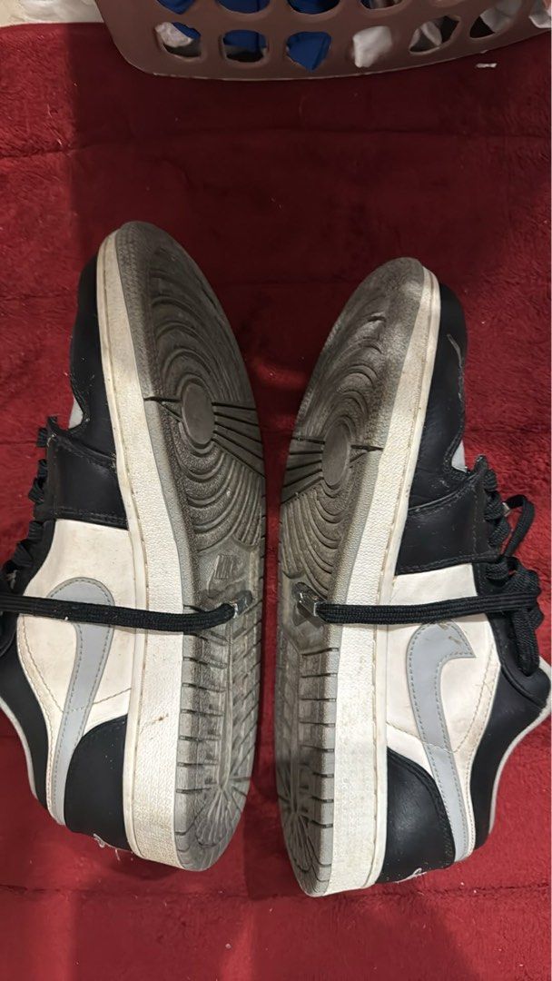 Nike Air Jordan 1 Low Shadow Grey (Category: Sneakers) located in Quezon City. Submitted by mssaiira (Listing ID 1415132618, Image 1). Description: - Nike Air Jordan 1 Low - US Size: 8.5 - Color: Black, White, Grey -NEEDS CLEANING -no box - Features: Black laces, Nike swoosh logo.