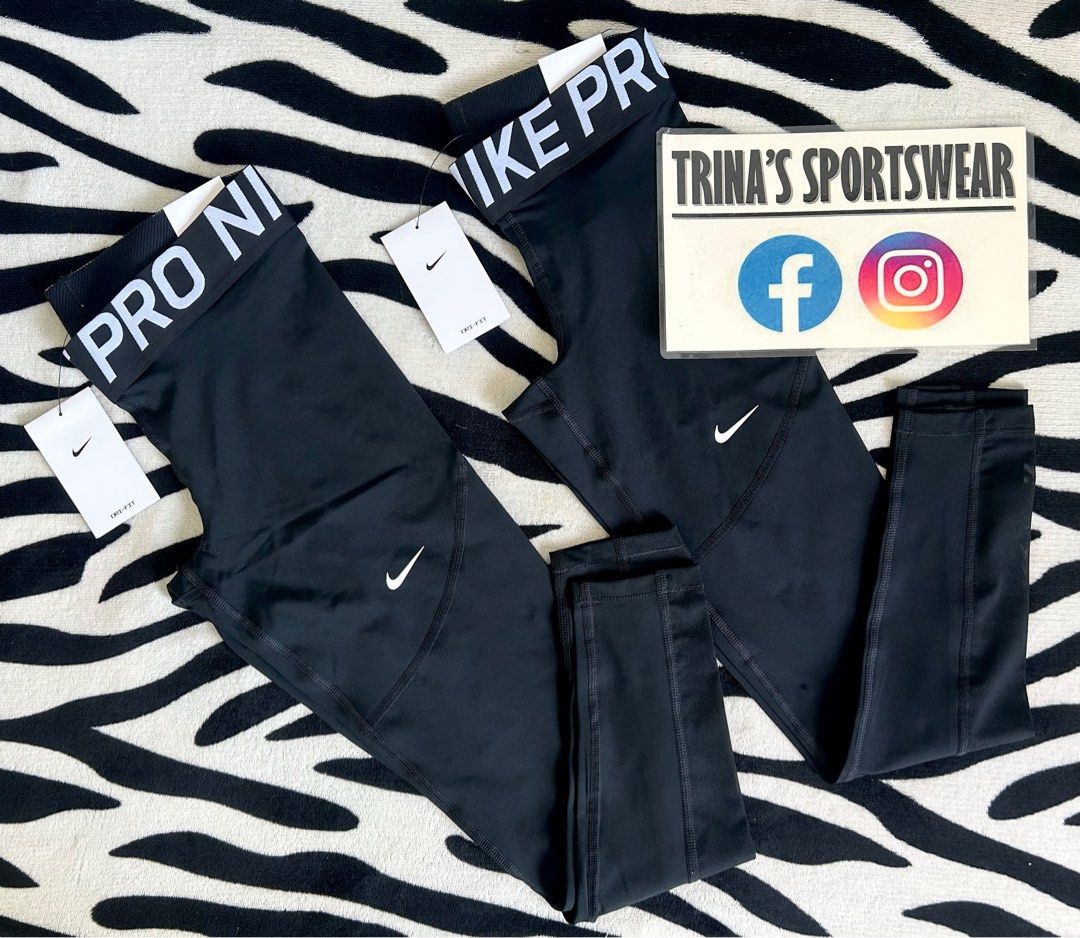 Nike Women's Pro Tights (Category: Other Bottoms) located in Pasig City. Submitted by trina1027 (Listing ID 1415075072, Image 1). Description: FOR SALE! Brand new | On hand | Original Nike Women's Pro Tights 💯 Size: Medium & XL Selling Price: 1,195 SRP: 1,895 MOP: Gcash/BDO bank transfer Shipping thru: LBC/Lalamove 📍Pasig Location Like & Follow: FB Page: Trina's Sportswear IG: trinas_sportswear.