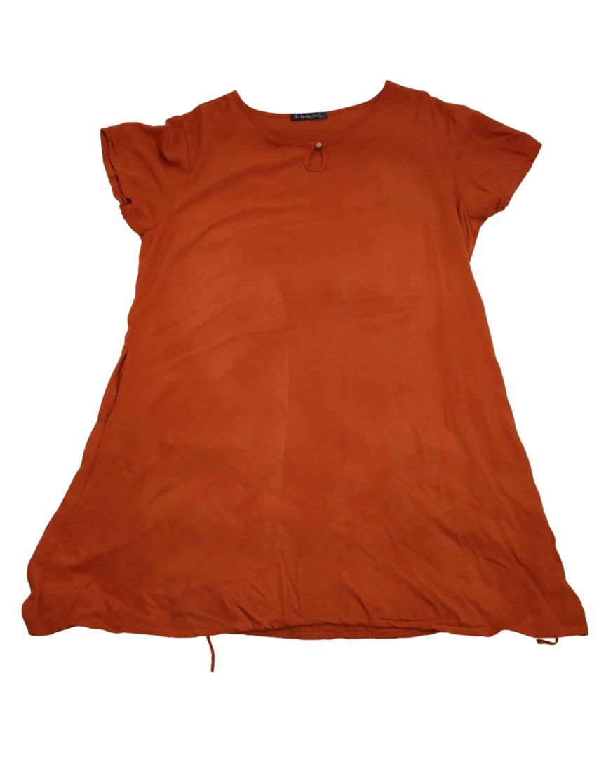 No Apologies Rust Orange Dress - XL (Category: Dresses) located in Cebu City. Submitted by rehomingstuff (Listing ID 1411206614, Image 1). Description: - Brand: No Apologies - Color: Rust Orange - Size: XL - Style: A-line dress - Features: Keyhole neckline, short sleeves, drawstring hem - Material: Lightweight fabric.