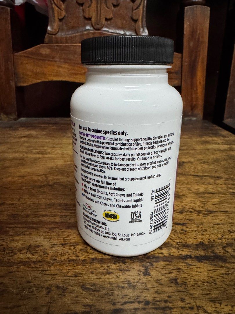 Nutrivet Probiotics Capsule for Dogs 60 Capsules (Category: Health & Grooming) located in Manila. Submitted by simplyjane01 (Listing ID 1415177183, Image 3). Description: Nutrivet Probiotics Capsules for Dogs - 60 Capsules per bottle - Supports healthy digestion ✅ 2 bottles available (February 2028) 💰Mode of payment: Gcash 📍 Pick up Location: Tondo, Manila. Exact address will be provided once payment has been received. 🛵 Delivery via courier (