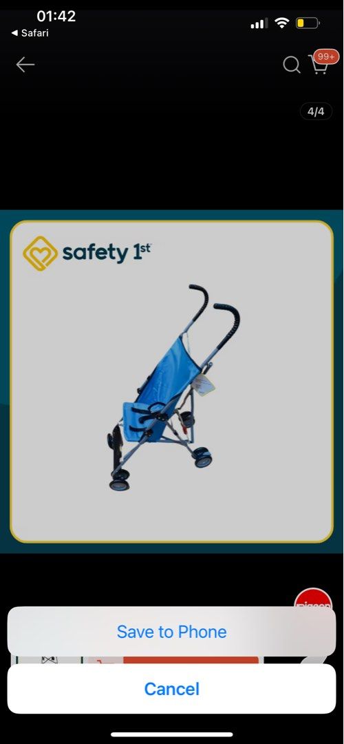 Safety 1st Umbrella Stroller (Category: Strollers) located in Manila. Submitted by kd_022 (Listing ID 1415223085, Image 1). Description: - Safety 1st Umbrella Stroller - Lightweight and compact design - Blue fabric seat - Easy to fold for storage and transport - Simple frame with four wheels - Ready to use.