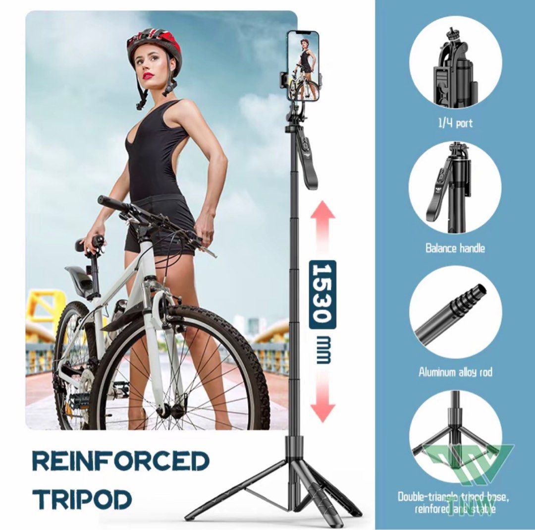 Selfie Stick Tripod Bluetooth Remote Control Camera Tripod (Category: Tripods & Monopods) located in Cavite. Submitted by jam90053 (Listing ID 1415235811, Image 1). Description: RFS: Naapakan ng pamangkin ko yung sa isang paa kaya nabali pero nalagyan ko pa ng glue stick, Will send pic if interested. Almost bago lang may box pa and complete pa. Orig.Price : 1089pesos - Selfie Stick Tripod with Bluetooth remote control. - Extends up to 1530mm for 