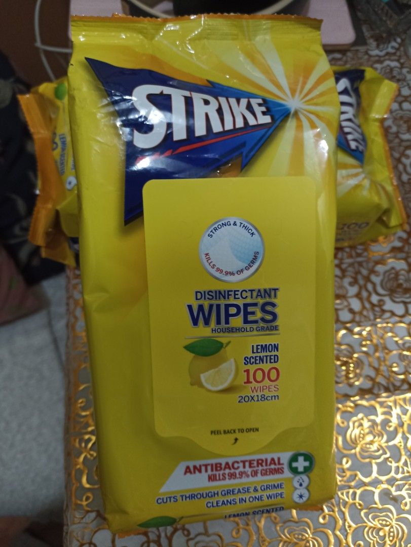 Strike Disinfectant Wipes Lemon Scented 100s (Category: Diapers & Baby Wipes) located in Antipolo. Submitted by Rueesha05 (Listing ID 1415089829, Image 3). Description: 100 each 75 bulk order.