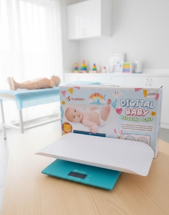 Surrmed Digital Baby Weighing Scale (Category: Health Monitors & Weighing Scales) located in Quezon City. Submitted by marketings84097 (Listing ID 1415053798, Image 1). Description: - Surrmed Digital Baby Weighing Scale - Designed for babies - Features a blue base and white weighing tray - Easy-to-read digital display - Comes in original packaging.
