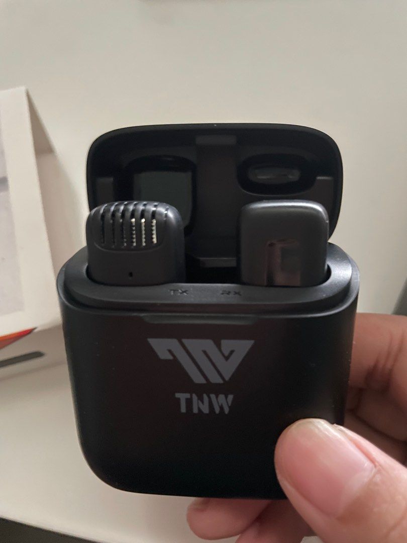 TNW Wireless Microphone (Category: Microphones) located in Manila. Submitted by chickendiorrr (Listing ID 1415103756, Image 3). Description: 🎤 TNW Wireless Microphone Lapel Set Inclusions: - Charging Case - Two Microphones - Color: Black - Comes in original box - Receiver with USB-C connector NEGOTIABLE.
