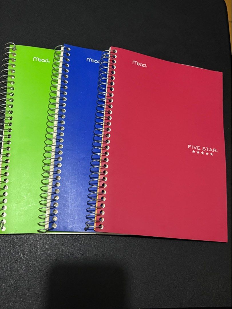 🇺🇸 Assorted Five Star Notebooks (Category: Stationery & School Supplies) located in Marikina City. Submitted by minimalismic_ (Listing ID 1415378366, Image 1). Description: Not brand new. Nagamit na ilang pages but makapal pa kaya sayang! High quality. Selling as bundle (3 notebooks) for Php 300. .