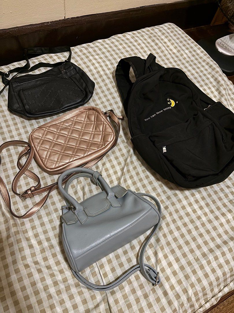 Bags take all 300 (Category: Cross-body Bags) located in Las Pinas. Submitted by tidyspaces (Listing ID 1415295295, Image 2). Description: Backpack and 3 handbags Take all 300.