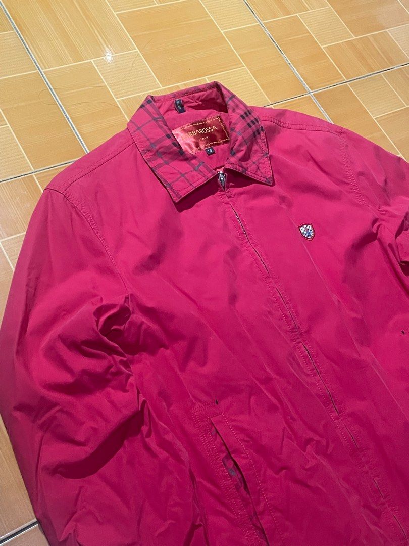 Barbarossa Harrington Jacket - Size 50 (Category: Coats, Jackets and Outerwear) located in Makati City. Submitted by berto01 (Listing ID 1415414138, Image 1). Description: - Red Barbarossa jacket - Size 50 - Plaid collar - Small chest emblem - Zipper closure - Two front pockets - Unique interior lining BEST FIT LARGE TO XL GREAT ALTERNATIVE FOR RL HARRINTON JACKET‼️.