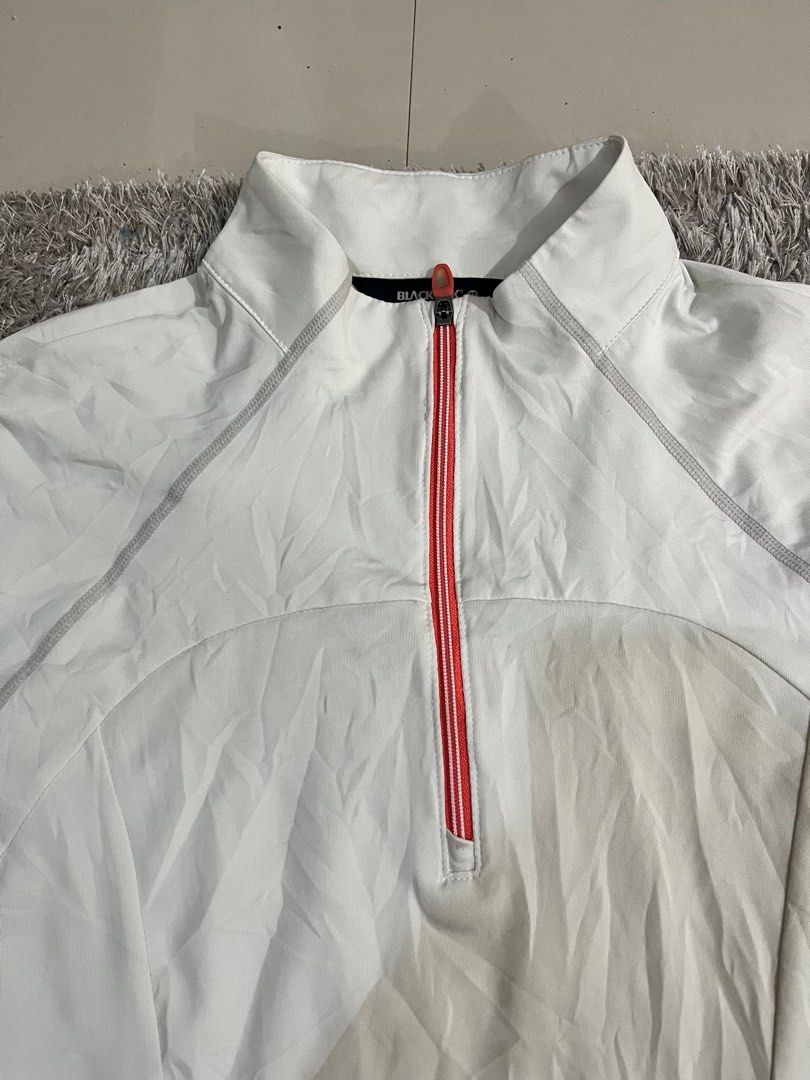 Black Yak Athletic Performance Jacket (Category: Activewear) located in Cagayan de Oro. Submitted by yukimaicdo (Listing ID 1415392017, Image 2). Description: - Black Yak athletic jacket - White color - Half-zip closure with coral zipper - Mesh panels on sides - Small logo on sleeve - "ATHLETIC PERFORMANCE" print on back - Made in Korea - plus 80 sf nationwide via j&t.