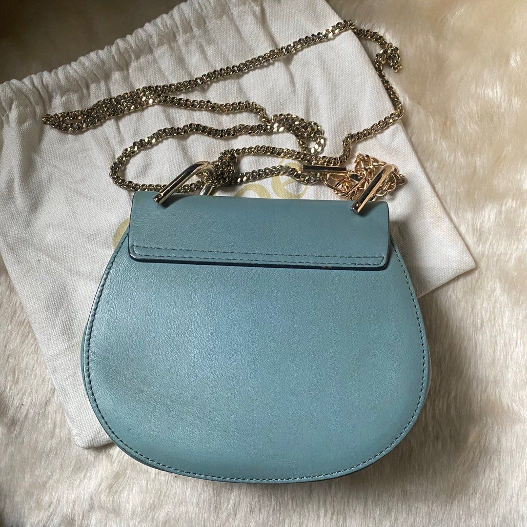 Chloe Drew Shoulder Bag mini (Category: Luxury Bags & Wallets) located in Marikina City. Submitted by whostoledcookiefrmdcookiejar (Listing ID 1415309759, Image 2). Description: Authentic Chloe Drew bag in Cloudy Blue, mini size. Comes with dustbag and a chain extender. Overall in good condition with the usual signs of wear, suede needs cleaning. Set reasonable expectations for a well-used bag. Payment: Gcash/Gotyme/Maribank Shipping: Grab/Lalamo
