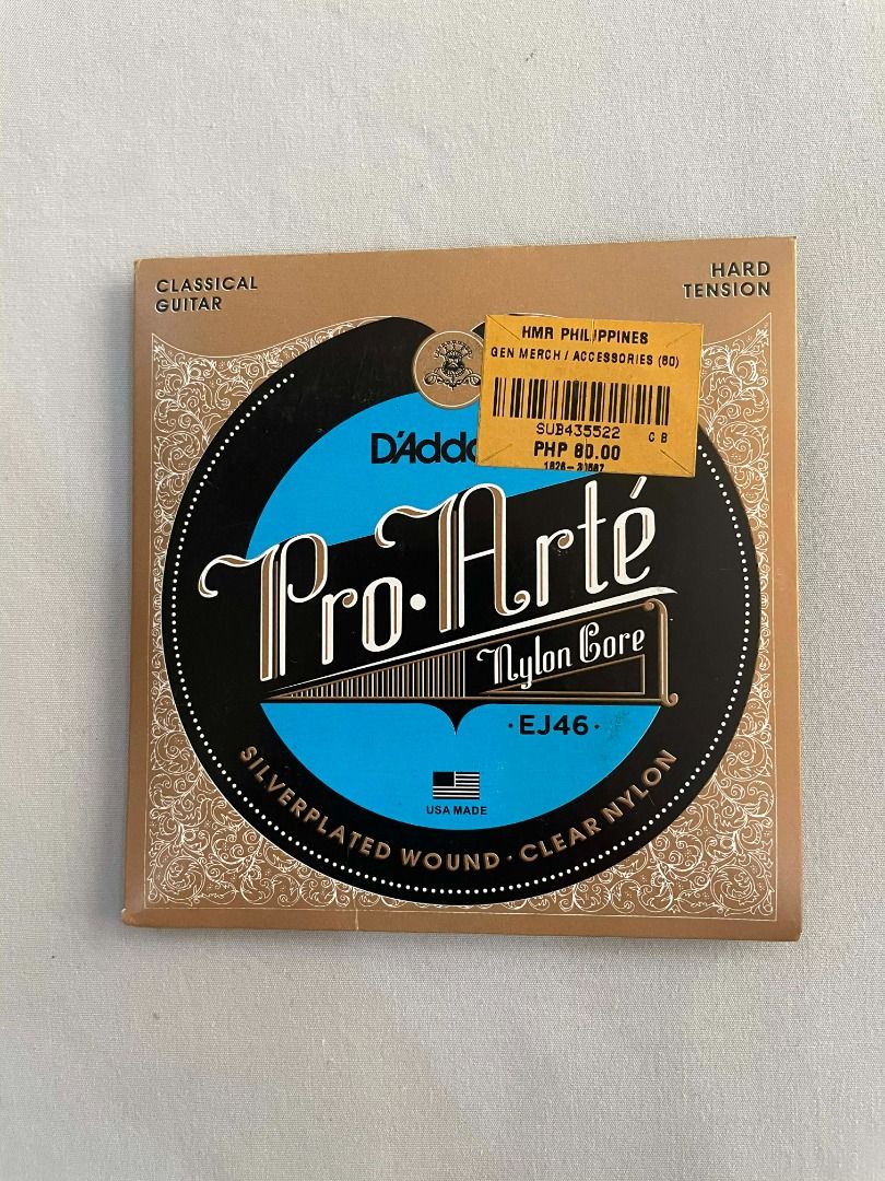 D'Addario Pro-Arte EJ46 Nylon Classical Guitar Strings (ORIGINAL) (Category: Musical Instruments) located in Manila. Submitted by orange4kahel (Listing ID 1415309772, Image 3). Description: Selling original D’Addario EJ46 Pro-Arte Classical Guitar Strings. These are high-tension nylon strings, known for their warm tone, excellent projection, and consistent quality, perfect for classical and fingerstyle players. These were mistakenly labeled at ₱8