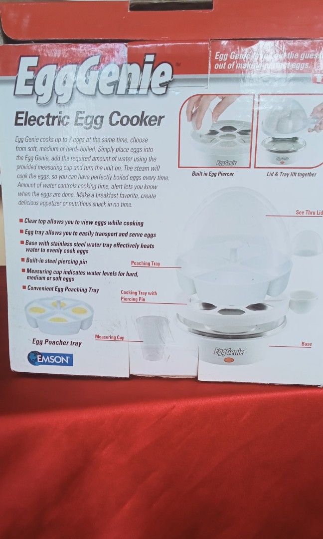 Electric Egg Cooker (Category: Other Kitchenware & Tableware) located in Rizal. Submitted by ellengreen18 (Listing ID 1415298291, Image 3). Description: EggGenie Electric Egg Cooker : Price: USD19.99 or P1,149.50 Sells only at P800 MOP: Gcash only Sf for buyer's account Deliver thru: Lalamove,Grab or JNT.