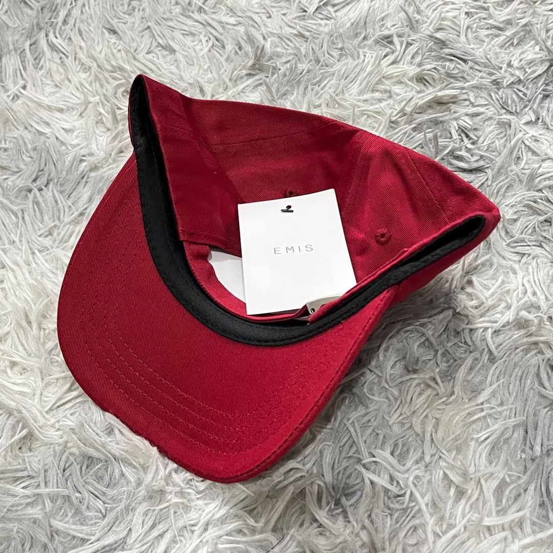 EMIS Cap (Category: Caps & Hats) located in Manila. Submitted by paulolazo (Listing ID 1415407910, Image 2). Description: - Brand new EMIS cap - Deep red color - Features the EMIS logo - Curved brim - Adjustable strap - Made of sturdy material - Tag still attached.