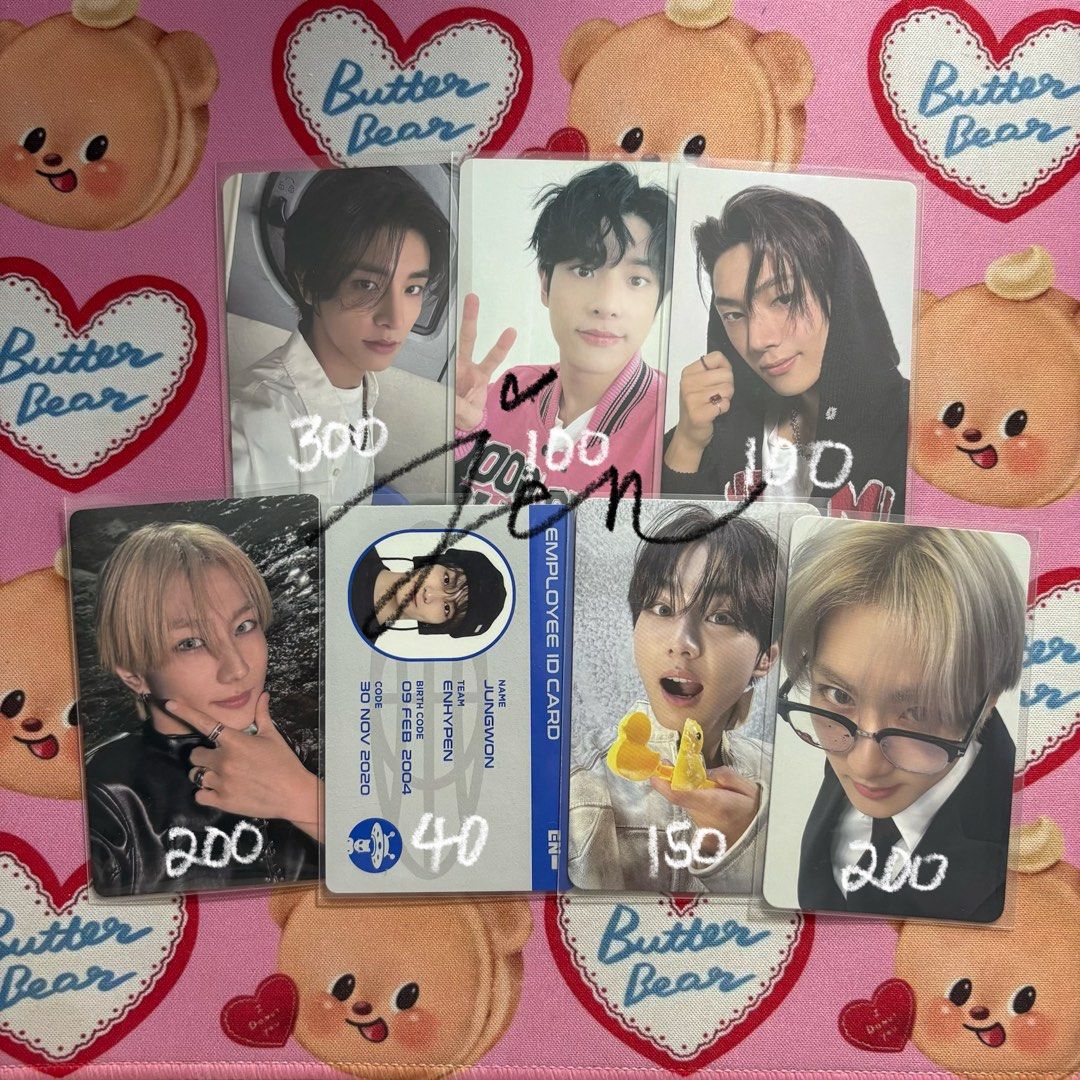 ENHYPEN Jake Jay Jungwon Photocards (Category: K-Wave Merchandise) located in Daraga. Submitted by istjaywon (Listing ID 1414572291, Image 1). Description: for sale !! pm for prices location - albay mop : gcash only mod : jnt (drop off) .