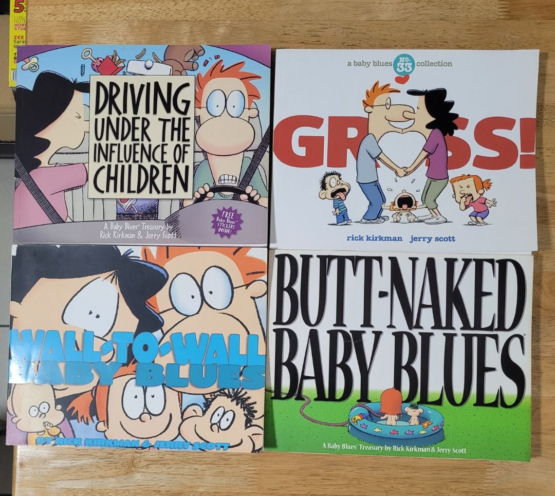 HUMOR BOOKS- NEGOTIABLE (Category: Comics & Manga) located in Caloocan City. Submitted by joepauljer66969 (Listing ID 1415325112, Image 1). Description: Collection of various comic books and humor books. Includes "Tastes Like Chicken", "The Far Side Gallery" series, "The Authoritative Calvin and Hobbes", and "Mad" comics. Also features Baby Blues collections with titles like "Driving Under the Influence of Children", "Gross!", and "Butt-Naked Bab