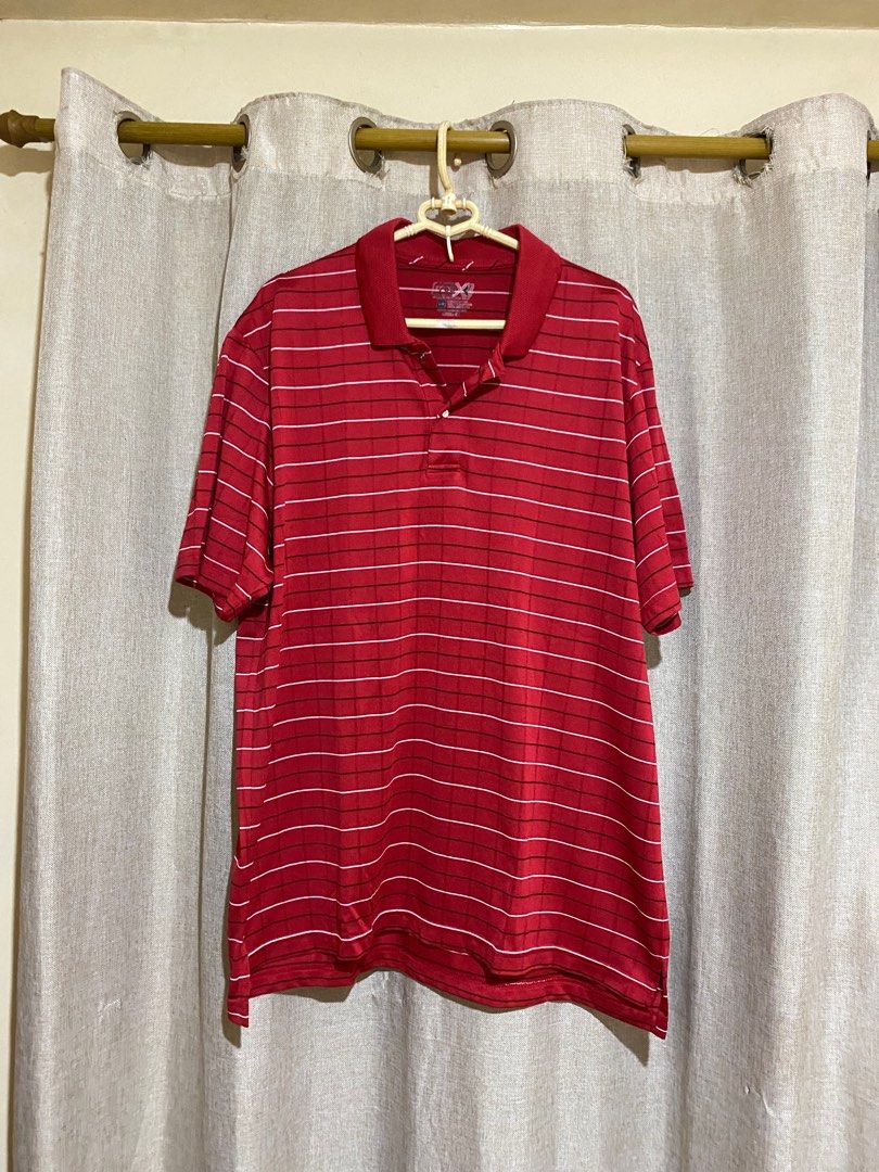 IZOD Red Striped Polo Shirt (Category: Tshirts & Polo Shirts ) located in Rizal. Submitted by chalspreloved (Listing ID 1415406731, Image 1). Description: - IZOD polo shirt - Size: L/G - Color: Red with horizontal stripes - Features: Collared neckline, short sleeves, button-up placket - Condition: Good.