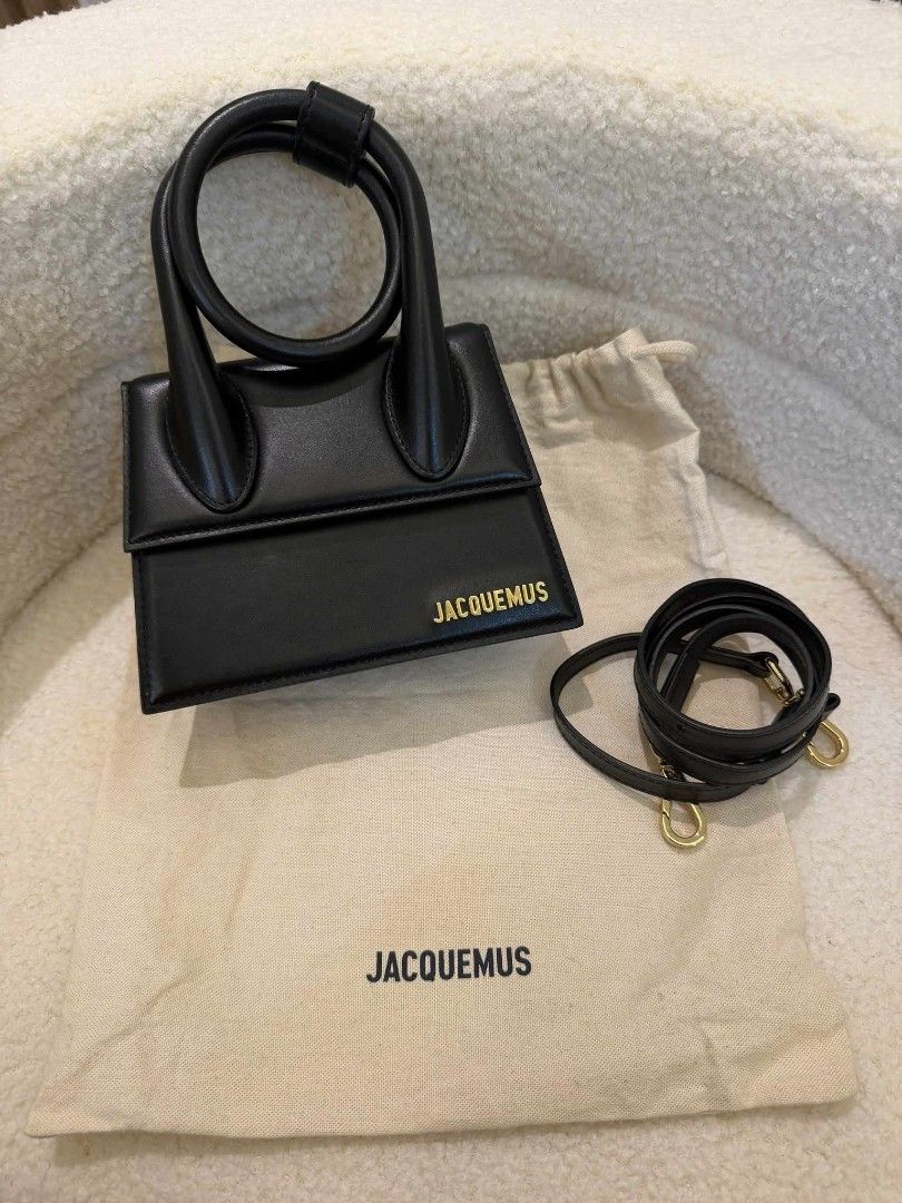 Jacquemus Le Chiquito Mini Bag Black (Category: Luxury Bags & Wallets) located in Caloocan City. Submitted by quinnnatha63205 (Listing ID 1415328751, Image 1). Description: - Authentic Jacquemus Le Chiquito Mini Bag - Color: Black - Features: - Top handle - Detachable shoulder strap - Gold-tone logo - Flap closure - Interior pocket - Includes: Dust bag and original packaging.