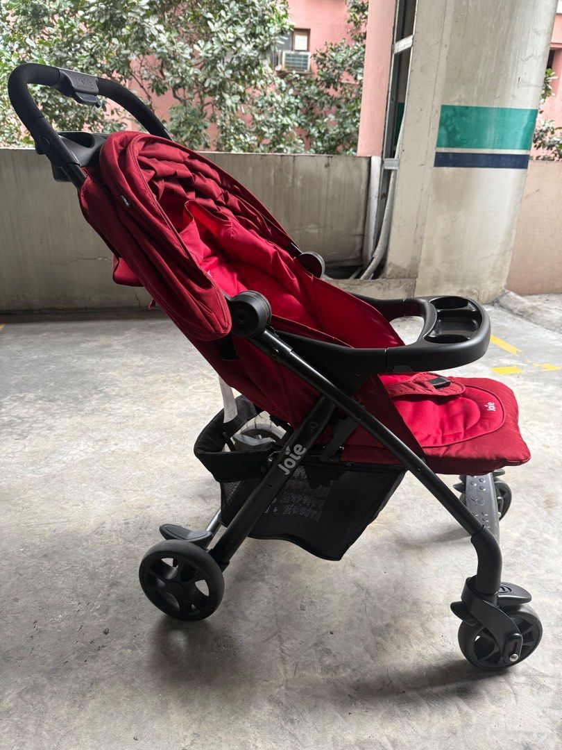 Joie Muze LX Stroller (Category: Strollers) located in Mandaluyong City. Submitted by mommy_den (Listing ID 1412592154, Image 3). Description: - Joie Muze LX stroller - Color: Cranberry - Suitable for babies up to 4 years old - Features auto gravity fold - Includes cup holder and tray - Slightly negotiable.