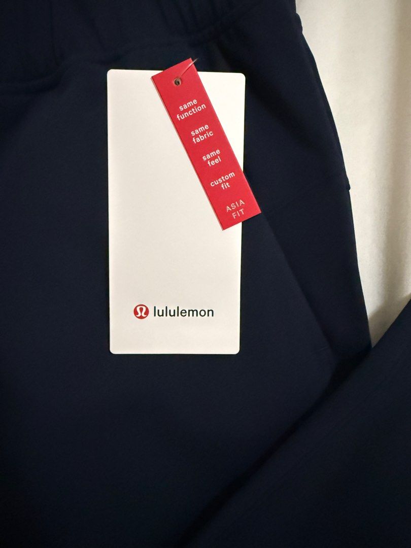 Lululemon Luxreme Slim-Fit Pull-On MR Pants (Category: Other Bottoms) located in Quezon City. Submitted by declutter1ngmama (Listing ID 1415244411, Image 2). Description: - Lululemon Luxreme Slim-Fit Pull-On MR Pants - Mid-rise, 26" length, Asia fit - Made with Luxreme fabric: sweat-wicking and four-way stretch - Sleek and smooth feel for all-day comfort - Features hand pockets and a continuous drawcord - Available colors: Black and Navy Blue Pri