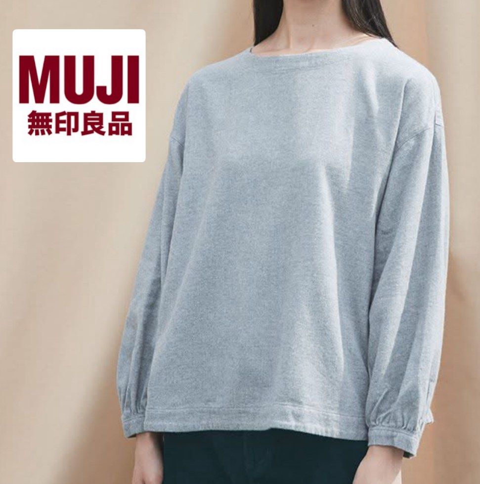 MUJI Long Sleeve Shirt (Category: Tshirts & Polo Shirts ) located in Quezon City. Submitted by alloriginalthrift (Listing ID 1415338909, Image 1). Description: - MUJI long sleeve shirt - Color: Light gray - Features: Round neckline, button cuffs & shoulder details - Material: 100% cotton - Fit: Relaxed - Perfect for casual wear - Measurements in photos Carefully washed and used. Very good condition..