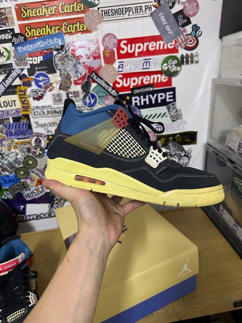 Nike air jordan 4 union off noir (Category: Sneakers) located in Manila. Submitted by kick.asskicksph (Listing ID 1415294580, Image 3). Description: Jordan 4 union off noir Size 8 Midsole have paint chip see pics Complete og all.