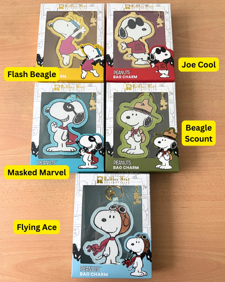 Peanuts Many Faces of Snoopy PU Leather Bag Charms with 24K Gold-Plated ...