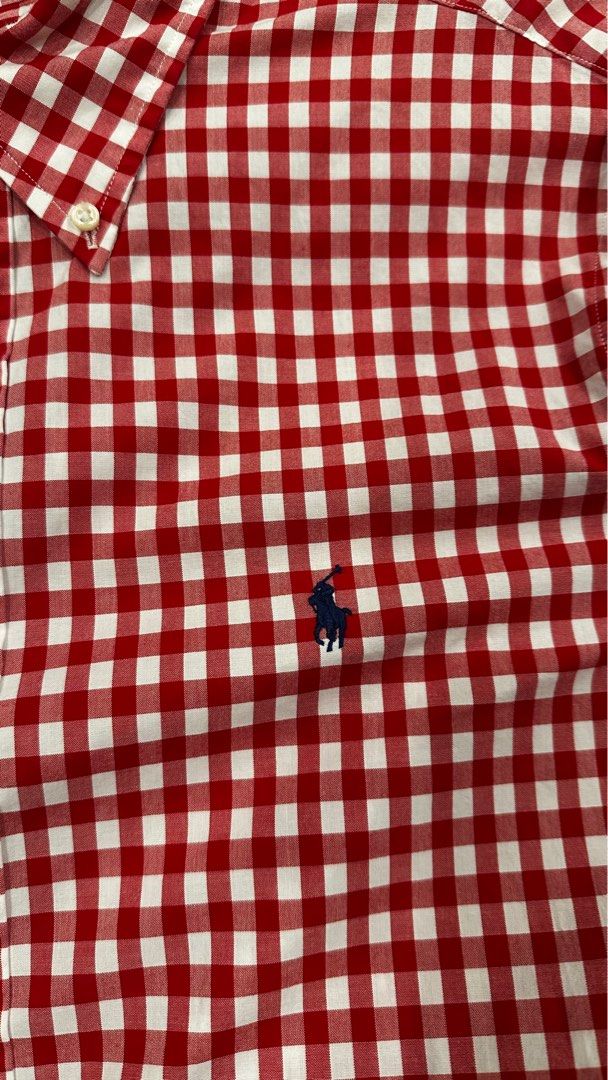 Ralph Lauren Red Checkered Long sleeve Large (Category: Formal Shirts) located in Antipolo. Submitted by agentjic (Listing ID 1415333070, Image 3). Description: Ralph Lauren W-24 L-31 Sleeve-26 *issue has stain at the back of Left shoulder side, pls see last picture.