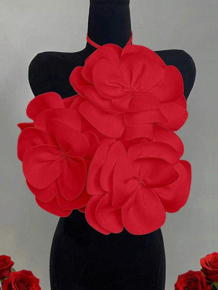 Red Floral Halter Top (Category: Sleeveless) located in Manila. Submitted by clarv (Listing ID 1415358409, Image 1). Description: Brand new - never used Really pretty in person Size on tag: Small.