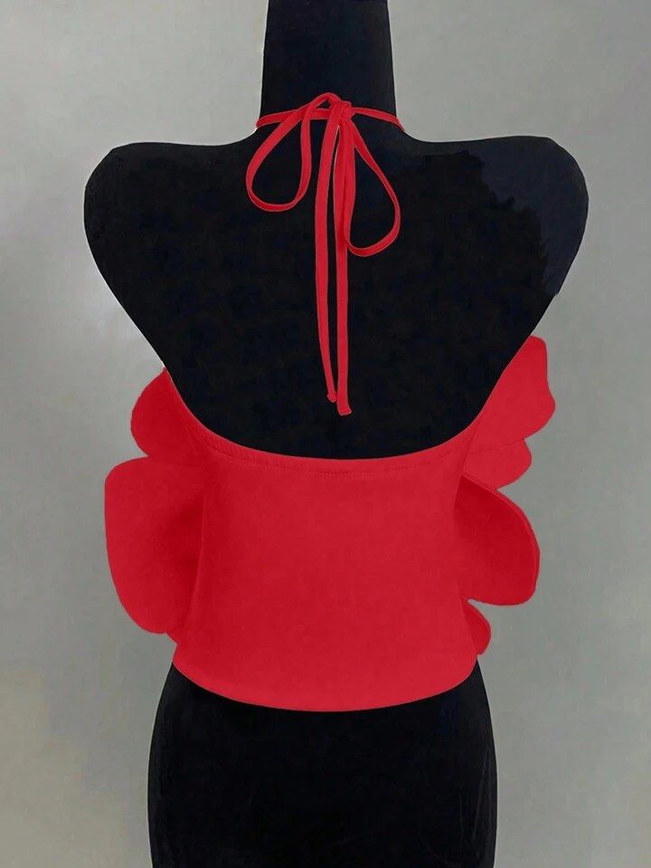 Red Floral Halter Top (Category: Sleeveless) located in Manila. Submitted by clarv (Listing ID 1415358409, Image 2). Description: Brand new - never used Really pretty in person Size on tag: Small.