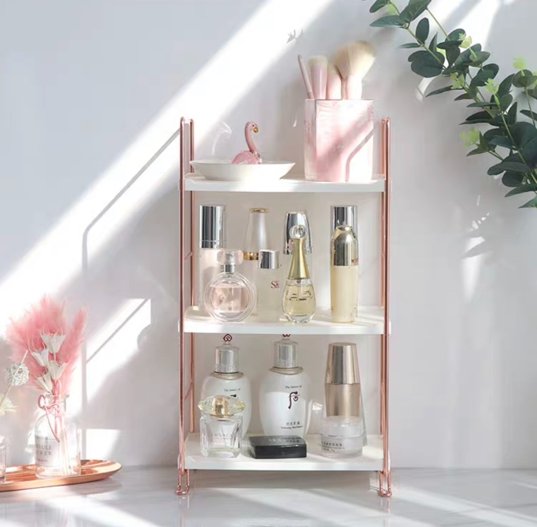 *SG Stock* 3-Tiers (White PP+Rose Gold Iron) Height Adjustable ...