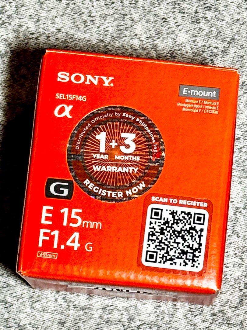 Sony E 15mm F1.4 G Lens (Category: Lens & Kits) located in Manila. Submitted by favoritethingsmnl (Listing ID 1415417168, Image 3). Description: USED LESS THAN 10x only Sony E 15mm F1.4 G lens. This lens is an E-mount lens. It comes with its original box. The lens has a 15mm focal length and an F1.4 aperture. Description E-Mount Lens/APS-C Format 22.5mm (35mm Equivalent) Aperture Range: f/1.4 to f/16 G Series Lens Wide-angle prime offers a 22.5mm
