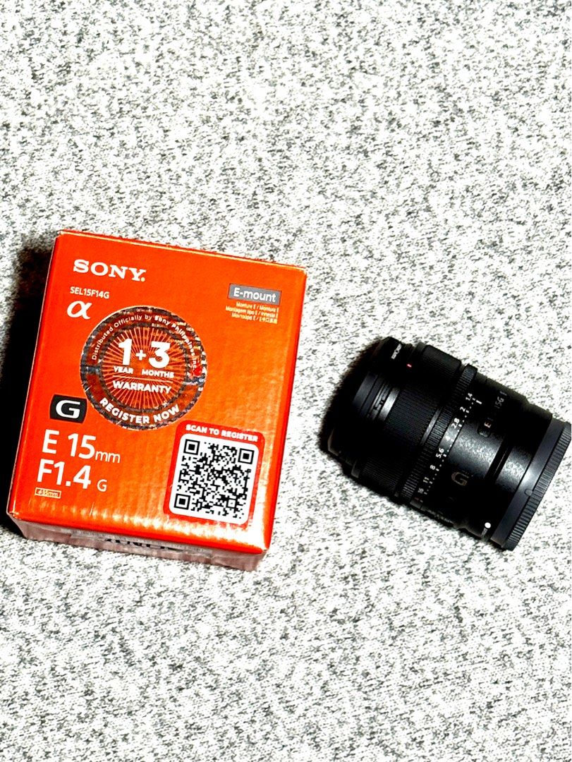 Sony E 15mm F1.4 G Lens (Category: Lens & Kits) located in Manila. Submitted by favoritethingsmnl (Listing ID 1415417168, Image 1). Description: USED LESS THAN 10x only Sony E 15mm F1.4 G lens. This lens is an E-mount lens. It comes with its original box. The lens has a 15mm focal length and an F1.4 aperture. Description E-Mount Lens/APS-C Format 22.5mm (35mm Equivalent) Aperture Range: f/1.4 to f/16 G Series Lens Wide-angle prime offers a 22.5mm